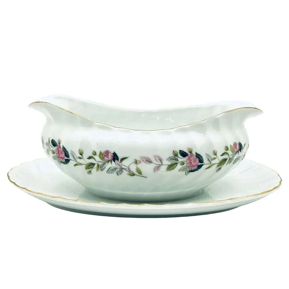 VTG Creative Fine China Regency‎ Rose Gravy Boat Saucer 2345 Floral Japan 1990s